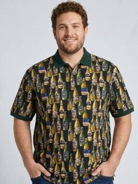 Vintage Big Dogs Shirt Button Front Multicolor Dog Breed Beer Print Cotton 4X